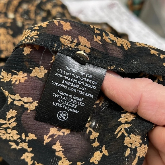 Sabina Musayev Black Brown and Gold Metallic Necktie Blouse Size Small - Picture 10 of 13